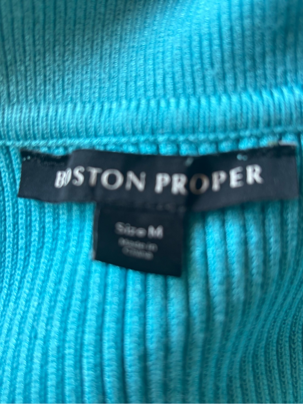 Boston Proper Sleeveless Ribbed Polo Tank Top - Turquoise - Picture 3 of 5